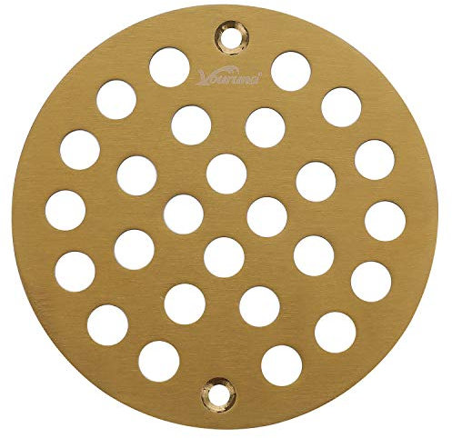vouruna 4-Inch Screw-In Shower Strainer Drain Cover Replacement Floor Strainer (Brushed Gold)