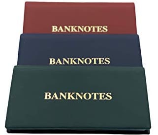 SCHULZ Classic Design Währungsgesticktes Lederalbum für Papiergeld und Banknoten mit 20 Einzelseiten, Blau
