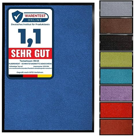 Floordirekt Schmutzfangmatte Monochrom | Fussmatte in 10 Größen & 8 Farben | Türmatte für innen & außen (200 x 300 cm, Blau)
