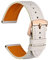 WOCCI 22mm Uhrenarmband Leder für Damen und Herren, Geprägtes Alligator, Roségoldene Schnalle (Weiß)