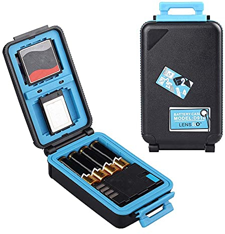 LENSGO Camera Battery Memory Card Case, Memory Card Hard Protector Case Professional Water-Resistant Anti-Shock Camera Battery Storage Box for 2 Camera Batteries 4 SD Cards 2 XQD Cards or 2 CF Cards B