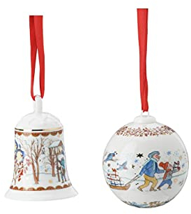 Hutschenreuther by Rosenthal Porzellanglocke + Porzellankugel 2021 - Hutschenreuther - Motiv Weihnachtsgaben