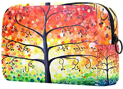 Paiting - Borsa da viaggio con motivo albero della vita, grande borsa per cosmetici, organizer con cerniera, per donne e ragazze