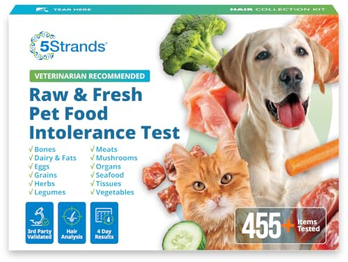 5Strands Pet Raw Food Intolerance Test, at Home Sensitivity Test for Dogs & Cats, 410 Items, Hair Analysis, Accurate for All Ages & Breeds, Pet Gut Health, Fast 4 Day Results