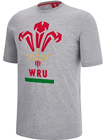 Macron Unisex WRU Merch Ca Lf Cotton Poly Print Gry Mel Ss Feather T-Shirt, grau, M