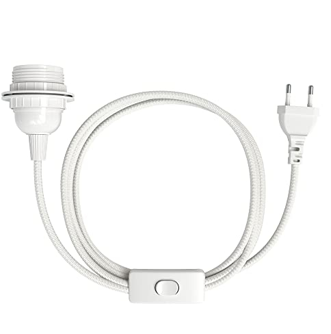 EAZY CASE - Lampenfassung E27 mit Kabel aus Stoff [MIT SCHALTER] - Fassung E27 mit Kabel - Lampenfassung mit Schalter - Lampenkabel mit Fassung - Glühbirne mit Kabel - DIY Lampenfassung mit Stecker