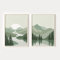 OTURRI Skandinavische Reise Landschaft Wand Bilder Leinwand Gemälde Salbeigrün Abstrakte Berge Poster Kunstdruck Bild Wohnzimmer Dekor 40x60cmx2 Ungerahmt