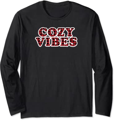 Cozy Vibes Winter-Snuggle Hygge, Rot und Schwarz Langarmshirt