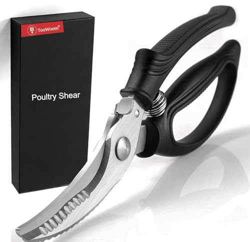 TooWoom Kitchen Shears, [Easier Spatchcock] Heavy Duty Kitchen Scissors, All Purpose for Food Turkey Fish Meat Chicken Bone Cutting, Ultra Sharp Poultry Shears for Cooking, Barbecue, Dishwasher Safe
