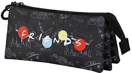 Friends Lights-Astuccio Triplo FAN 2.0, Nero, 23 x 11 cm