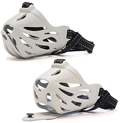 Petyouyou Maulkorb für große Hunde, um das Beißen des Mundes zu stoppen, zu backen, Steine, für mittelgroße und extra kleine Welpen, Käfigrassen, Deutscher Schäferhund, Frenchie (Grau, XXS, Schnauze