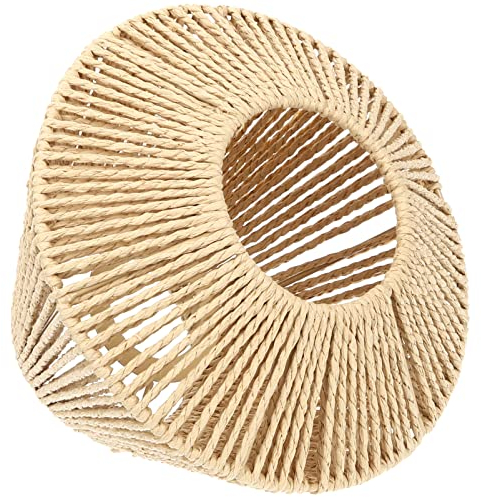 Beaupretty Pantalla De Lámpara Tejida Tejido De Mimbre De Lámpara Colgante Jaula De Cuerda Cesta De Mimbre Accesorio De Luz De Techo Colgante Cubierta De Luz De Araña Para Decoración De