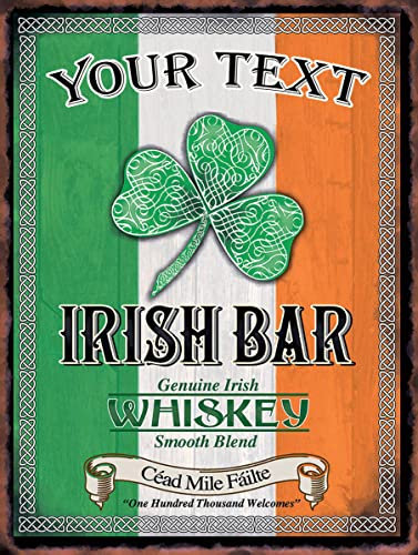 Shawprint Personalised IRISH BAR RETRO METAL TIN WALL PLAQUE SIGN NOVELTY GIFT Home bar tavern shed man cave (10 x 8)