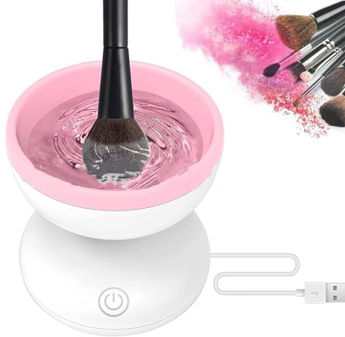 Brrnoo Elektrischer Make-up-Pinselreiniger, USB Aufladung Pinsel Reinigung Elektrisch, Automatische Kosmetikpinsel Reinigungsmaschine, Wenig Lärm Hochgeschwindigkeits Make-Up Pinsel Werkzeug