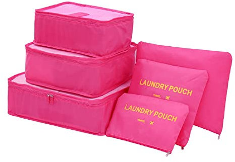 Fxkoolr Packing Cubes 6 Set Travel Accessories Travel Luggage Packing Organizer Bags for Backpack Suitcases, Rose