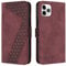 TOHULLE for iPhone 11 Pro Case, Premium PU Leather Wallet Case Card Holder Kickstand Magnetic Closure Plaid Pattern Embossed Design Shockproof Flip Folio Case Cover for iPhone 11 Pro - Wine Red