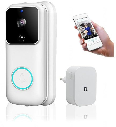 HAZARA Wireless Doorbell Battery Powered, Enhanced (2.4/5 Ghz) Wifi Door Camera 1080p Hd, Night Vision, 2-Way Audio,170º Wide-Angle, Battery Powered, Support SD/Cloud Storage