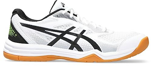 ASICS Men's Upcourt 5 Volleyball Shoes, Weiß/Sicherheitsgelb, 46.5 EU