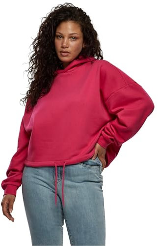 Urban Classics Ladies Cropped Oversized Hoodie Felpa con Cappuccio, Hibiskuspink, L Donna