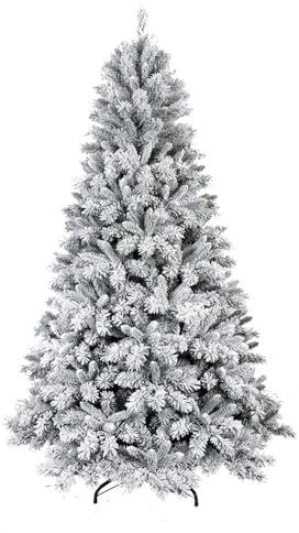 Künstlicher Weihnachtsbaum mit Schnee Tannenbaum mit Metall Ständer und Aufbewahrungstasche Christbaum wie echt klappbar (180 cm)