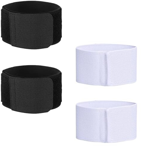 Vueinrg 4 Stück Schienbeinschonerhalter Fussball Stutzenhalter Anti Rutsch Schienbeinschoner Halter mit Klettverschluss für Herren Damen und Kinder (Schwarz + Weiß)