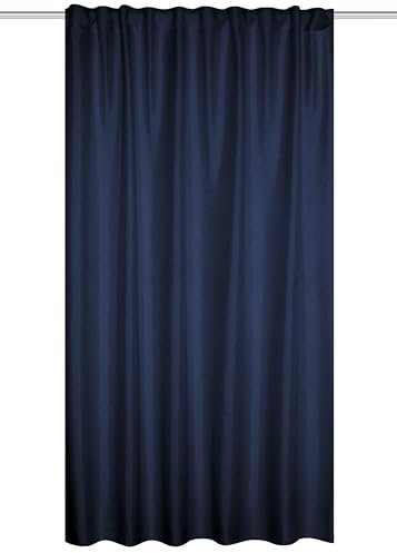 HOME WOHNIDEEN Thermoschal ESKAMIO Blickdicht, Leinenstruktur, Multifunktionsband, Farbe:blau, Größe:245 x 270 cm, Anzahl:1x