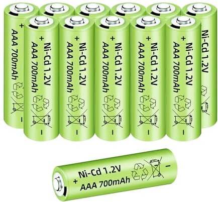 ZYGY 12PCS 1.2V 700mAh Ni-Cd AAA Batteries are Suitable for Wireless Microphone, Electric Toys, RC Mouse, Calculator, Shaver, Keyboard, Household Appliances, Solar Light Rechargeable Batteries