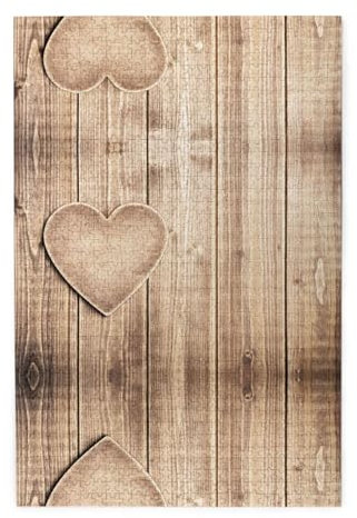 1000 Holzpuzzles in Kunststoffboxen, Holzherz, Umweltschutz und kein Geruch