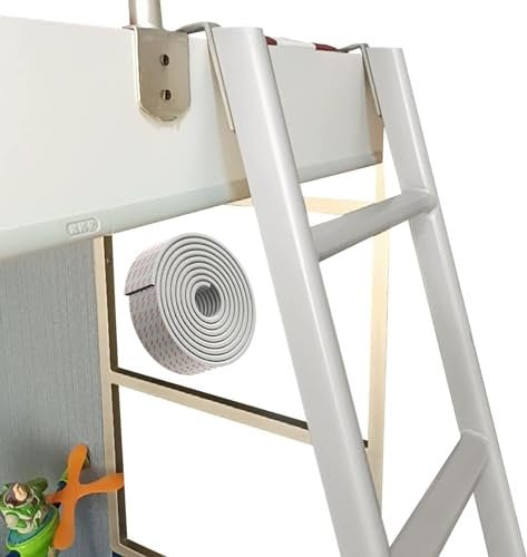 GeRRiT Metal Bunk Bed Ladder Hanging Elevated Bed Ladder Twin Bed Side Ladder With Stair Cushion And Hooks (Color : White, Size : 1.5m/5ft)