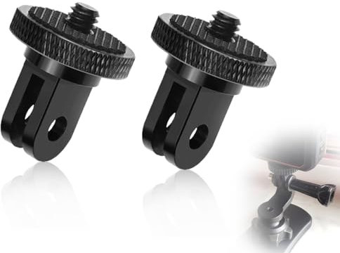 KAPSING Confezione da 2 adattatori per treppiede, adattatore in alluminio da 1/4 di pollice, adattatore per montaggio su mini fotocamera, compatibile con GoPro Hero e altre action camera (nero)