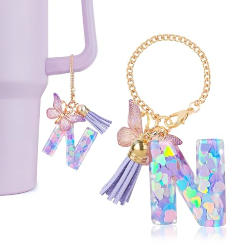 DECZHIYU Initial Letter Charms Accessories for Stanley Cup with Handle, Cute Keychain Charm for Key Purse Handbag Backpack
