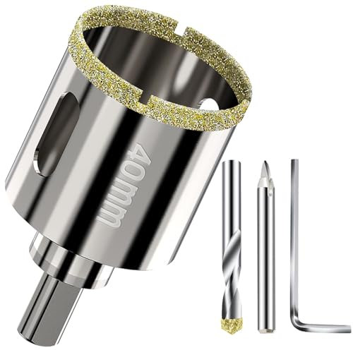 40mm Hole Saw Diamond Drill Bit with carbide Pilot Bit - Ideal Hole Cutter for Tile, Ceramic, Porcelain, Brick, Stone, Glass, Marble and Granite
