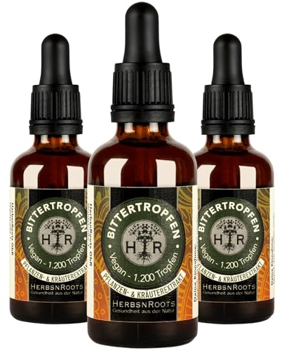 Bitterstoffe Tropfen • 3x50ml • Naturreine Kräuter & Wurzeln • HerbsnRoots