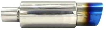 HSAJFEB Universal-Endschalldämpfer Aus Edelstahl Für Autos Quadratischer Schalldämpfer Endrohr 370 Mm Geröstet Blau Endrohr Auspuff
