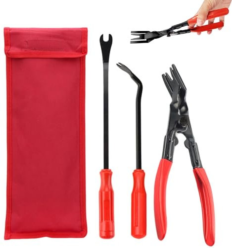Nietzange aus Kunststoff, Türverkleidung Zange, Türverkleidungs Lösezange, Clipzange für Auto Tür, zum Entfernen von Türverkleidungen und Innenverkleidungsclips, 3 Stück, mit 1 Aufbewahrungsbeutel