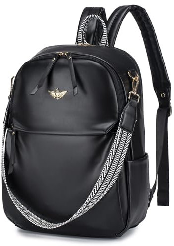 BAGZY Rucksack Damen Laptop Rucksack 14 Zoll Reiserucksack PU Leder Rucksack Wasserdicht Damen Rucksäcke Büchertasche Tagesrucksack für Kabine/Hochschule/Büro