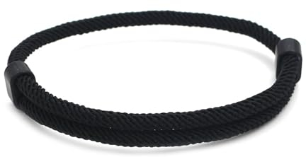 SSKHE Men's Nautical Braided Rope Bracelet,Handmade Paracord Surfer Bracelet, Adjustable Sail Rope Bangle for Men and Women(Black)