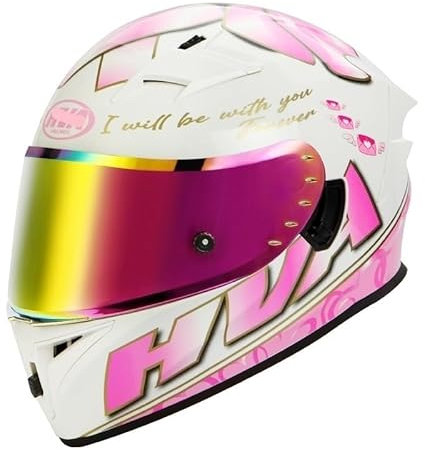 Casco protettivo integrale-Casco da moto integrale,Casco da moto aperto,Casco integrale(Rose,M)