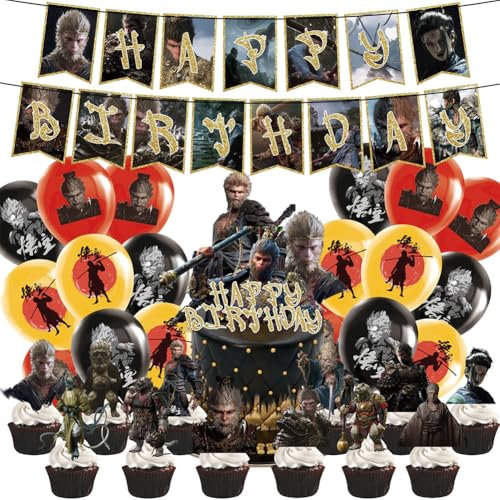 IFHDO 46 Pcs Wu Kong Partyballon,Wu Kong Luftballons,Black Myth Themen Party Dekorationen,Geburtstag Ballon Game,Luftballons Geburtstagsfeiern,Luftballons Für Kindergeburtstag Party