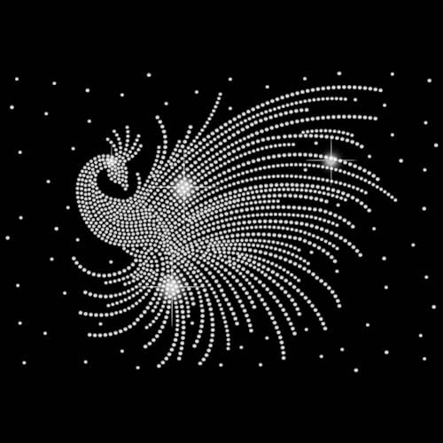 SUPERDANT Pfau Strass Hotfix Transfer Patch Pfau Strass Transfer zum Aufbügeln Weiß Tiere Stras Transfer Aufbügel Für Mädchen T Shirt Kleidung Tragetasche DIY Kunsthandwerk Geschenke