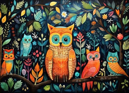 Bullglesup Jigsaw Puzzles Age 14+ for Adults 1000 Pieces, Owl Letter on Back Interlock Perfectly No Dust, Home Decors Family Challenge Toys for Men Women Elders Seniors (27.5x19.6), 1:1 Poster