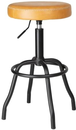 Bolero Brooklyn PU High Bar Stool Caramel - Adjustable Padded Sear, PU Leather Upholstered HW290 | Padded faux leather seat offers exceptional comfort for guests, while the integrated footrest provides added support.