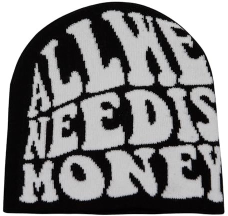 YAMEIZE Beanie Mütze Herren Damen Buchstabendruck Mütze Slouchy Skull Cap Winter Knit Mütze Hip Hop Fashion Beanie