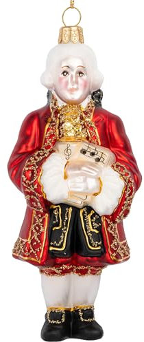 SIKORA Mozart besondere Weihnachtskugel Glas Christbaumschmuck Deko Figur Weihnachten Anhänger Ornament - Meisterstücke- BS825