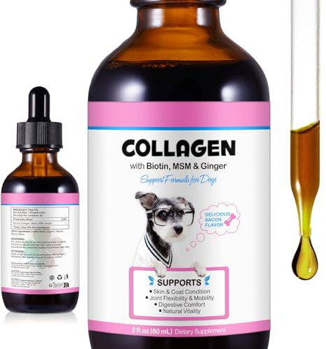 Collagen for Dogs – Herbal Liquid Supplement with Echinacea, Honeysuckle & Apple Cider Vinegar | Supports Normal Immune Function, Skin & Coat Condition, and Digestive Balance | 60ml
