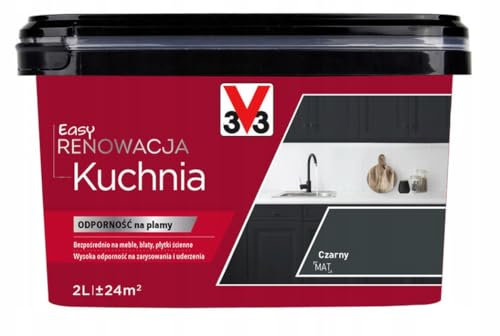 V33 Möbelfarbe Schwarz – Ohne Schleifen – Für Küche, Schränke & Möbel – Wasserfest – 2L – Innenbereich