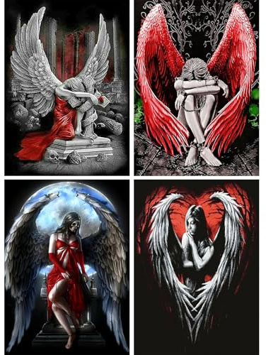 SHEGZHUC Diamond Painting Frau mit Flügel 30x40cm Diamond Painting Gothic Totenkopf Mosaik Diamant Malerei Kunst Stickerei Kreuzstich Bilder Geschenk Wanddekoration