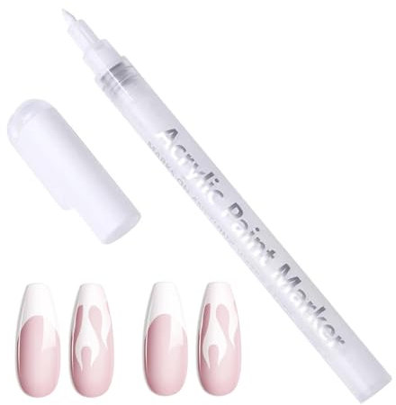 4 Pcs Nail Art Pens, Nail Pens, White Fine Point Nail Polish Pen, White Quick Dry Fine Tips Nail Art Pens, White Nail Pencil for DIY Nail Art Decoration, DIY Dotting Pattern, 3ml