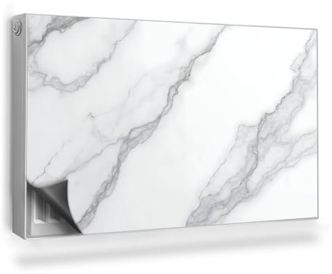 Heizkörperabdeckung 100x60 cm Magnetisch Heizung Schutz Hitzebeständing Magnetmatte für Heizkörper Einfache Installation Magnetbefestigung - Zarte Marmorstruktur, eleganter Stein