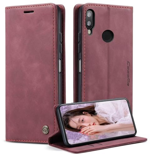 xinyunew Cover per Huawei P20 Lite/Huawei nova 3E,Flip Caso in PU Pelle Premium Portafoglio Custodia,Kickstand,Slot per Schede,Chiusura Magnetica per Huawei P20 Lite/Huawei nova 3E,Rosso